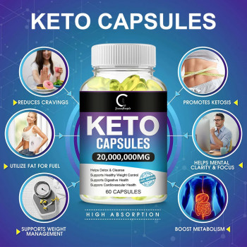 Keto Fat Burning Capsules For Belly Fat, Weight Loss and Digestive Health - 60 Capsules