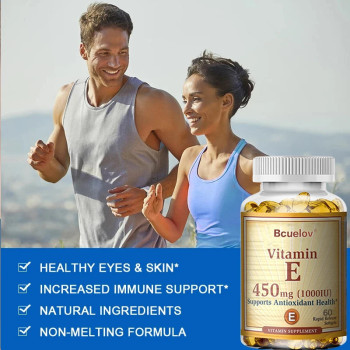Vitamin E Supplement - Natural Antioxidant, Prevents signs of Aging, Supports immune System, 60 Softgel Capsules