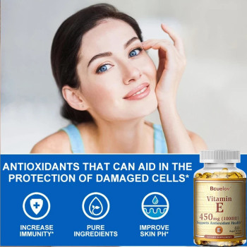Vitamin E Supplement - Natural Antioxidant, Prevents signs of Aging, Supports immune System, 60 Softgel Capsules