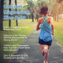 Calcium, Magnesium and Zinc Supplement with Vitamin D3 For Strong Bones & Teeth, Heart and Nerve & Immune Function Support - 60 Tablets