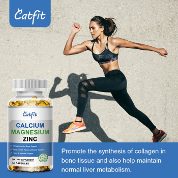 Calcium, Magnesium and Zinc Supplement with Vitamin D3 For Strong Bones & Teeth, Heart and Nerve & Immune Function Support - 60 Tablets