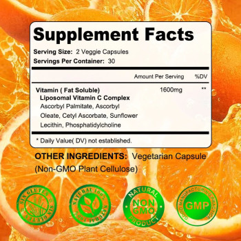 Vitamin C Supplement for Wrinkle, Healthy Skin, Bone Density and Boost Metabolism - 120 Tablets