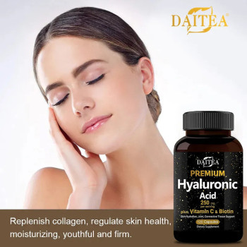 Hyaluronic Acid With Vitamin C and Biotin - Antioxidant Dietary Supplement for Skin, Face and Joint Support - 60 Tablets