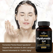 Hyaluronic Acid With Vitamin C and Biotin - Antioxidant Dietary Supplement for Skin, Face and Joint Support - 60 Tablets