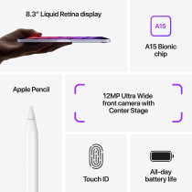 Apple iPad Mini 8.3-inch 6th Generation, 64GB, WiFi MK7R3 Purple, 2021
