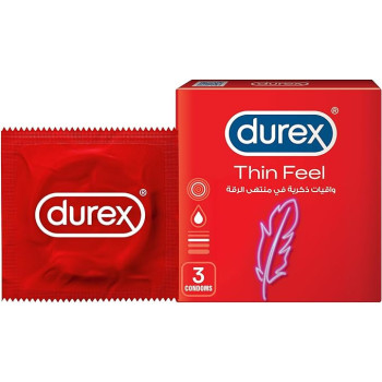 Durex Feel Thin Lubricated Condoms For Men, Pack of 3