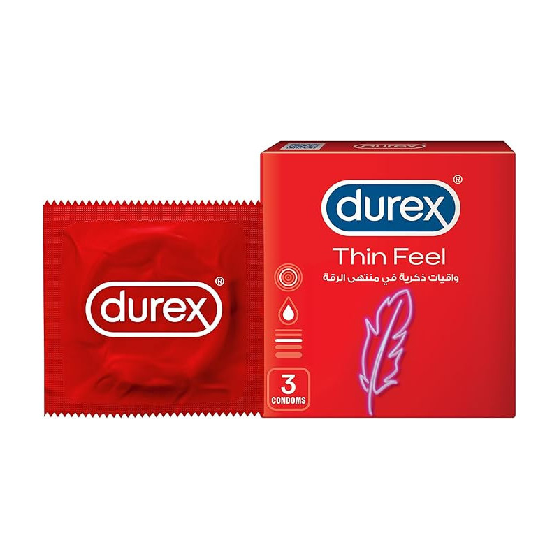 Durex Feel Thin Lubricated Condoms For Men, Pack of 3