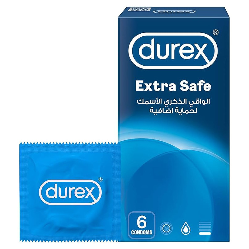Durex Extra Safe Extra Lubed Condoms For Men, Pack of 6