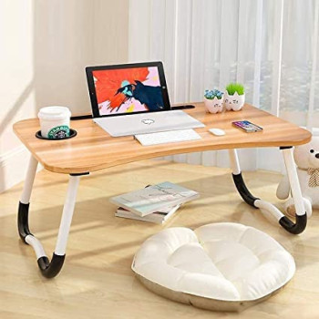 Folding Bed Laptop Table Brown/White 60 x 40cm