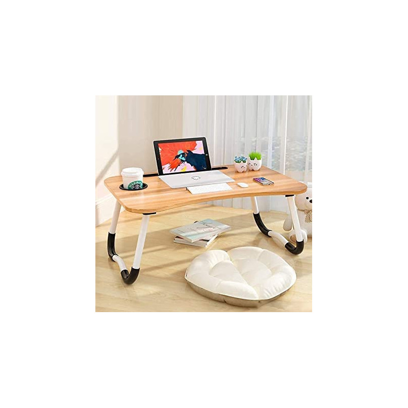 Folding Bed Laptop Table Brown/White 60 x 40cm