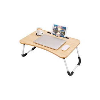 Folding Bed Laptop Table Brown/White 60 x 40cm