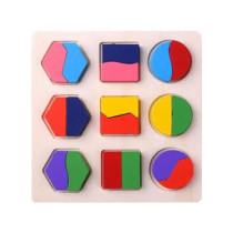 Ehome Wooden Geometric Shapes Montessori Puzzle 15 x 15cm