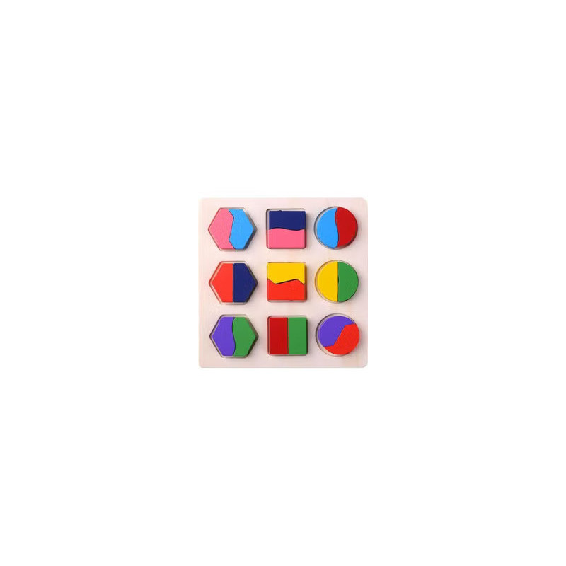 Ehome Wooden Geometric Shapes Montessori Puzzle 15 x 15cm
