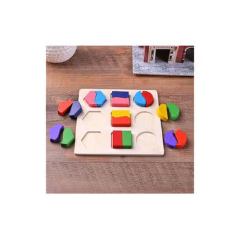 Ehome Wooden Geometric Shapes Montessori Puzzle 15 x 15cm