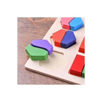 Ehome Wooden Geometric Shapes Montessori Puzzle 15 x 15cm