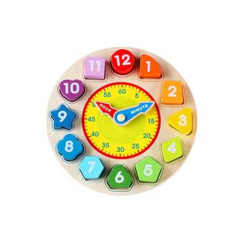 Wooden Shape Sorting Clock Toddlers D 8.4 Inch