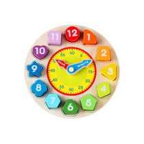 Wooden Shape Sorting Clock Toddlers D 8.4 Inch