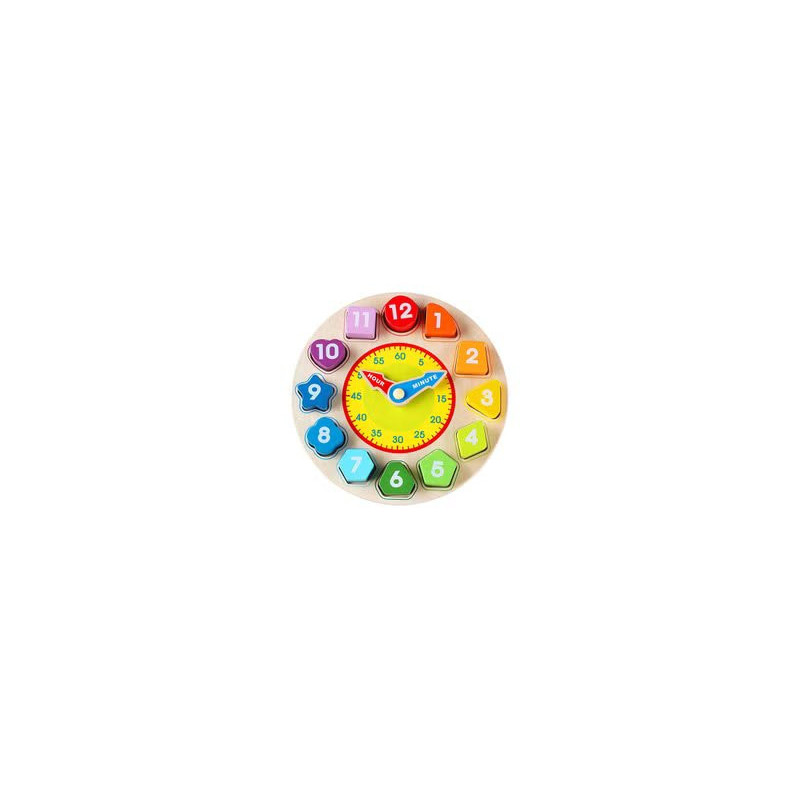 Wooden Shape Sorting Clock Toddlers D 8.4 Inch
