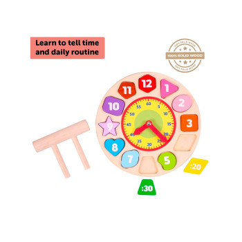 Wooden Shape Sorting Clock Toddlers D 8.4 Inch