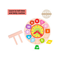 Wooden Shape Sorting Clock Toddlers D 8.4 Inch