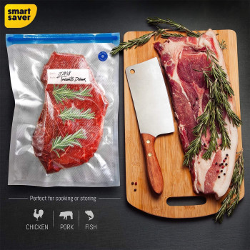 5-Piece Vacuum Storage Food Saver Seal Bag Set Clear/Blue 22 x 34cm