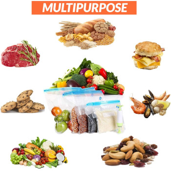 5-Piece Vacuum Storage Food Saver Seal Bag Set Clear/Blue 22 x 34cm