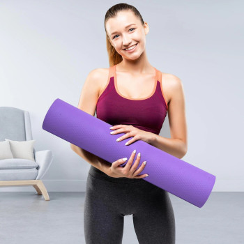 Extra Thick High Density Exercise Yoga Mat For Pilates With Carrying Strap And Bag
