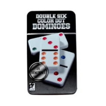 Dominoes Premium Set Of 28 Double Six Color Dot Dominoes Set With Metal Tin Case