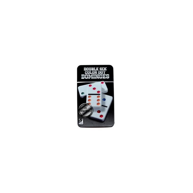 Dominoes Premium Set Of 28 Double Six Color Dot Dominoes Set With Metal Tin Case