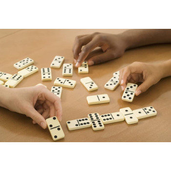 Dominoes Premium Set Of 28 Double Six Color Dot Dominoes Set With Metal Tin Case