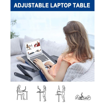 Yxd-1005 Laptop Table Stand Portable Mobile Laptop Standing Desk With Mouse Pad Fully Ergonomic Mount Book Macbook Laptop Ultra-Light Aluminum Bed Tray Desk Multicolour