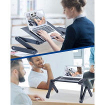 Yxd-1005 Laptop Table Stand Portable Mobile Laptop Standing Desk With Mouse Pad Fully Ergonomic Mount Book Macbook Laptop Ultra-Light Aluminum Bed Tray Desk Multicolour