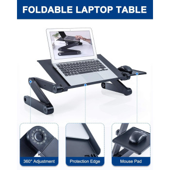 Yxd-1005 Laptop Table Stand Portable Mobile Laptop Standing Desk With Mouse Pad Fully Ergonomic Mount Book Macbook Laptop Ultra-Light Aluminum Bed Tray Desk Multicolour