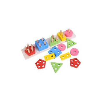 Shoro Wooden Geometric Shape Matching 5 Column Blocks
