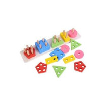 Shoro Wooden Geometric Shape Matching 5 Column Blocks