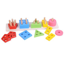 Shoro Wooden Geometric Shape Matching 5 Column Blocks