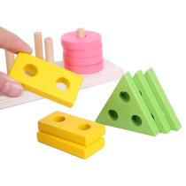 Shoro Wooden Geometric Shape Matching 5 Column Blocks