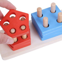 Shoro Wooden Geometric Shape Matching 5 Column Blocks