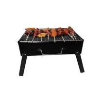 Simple Picnic Barbecue Rack Portable Outdoor Bbq Grill Thickened Black Steel Folding Charcoal Outdoor Tools Black