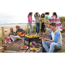 Simple Picnic Barbecue Rack Portable Outdoor Bbq Grill Thickened Black Steel Folding Charcoal Outdoor Tools Black