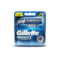 Gillette 2-Piece Mach 3 Turbo Manual Shaving Razor Blades Blue/Silver 1.9 x 9 x 9.7cm