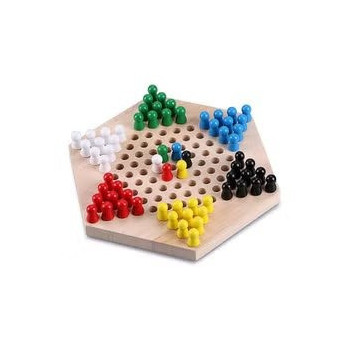 Chinese Checkers Game Wooden Marbles Multicolour For 6+ Years