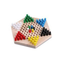 Chinese Checkers Game Wooden Marbles Multicolour For 6+ Years