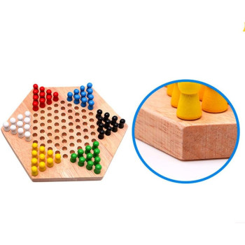 Chinese Checkers Game Wooden Marbles Multicolour For 6+ Years