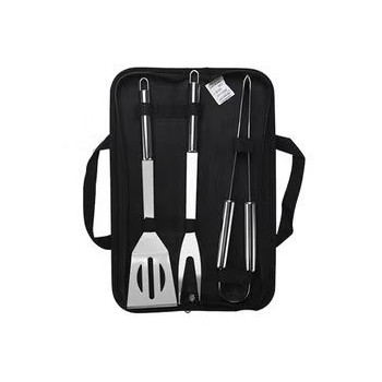 Cooking Food Grill Tool Set With Storage Case, Silver/Black