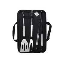 Cooking Food Grill Tool Set With Storage Case, Silver/Black