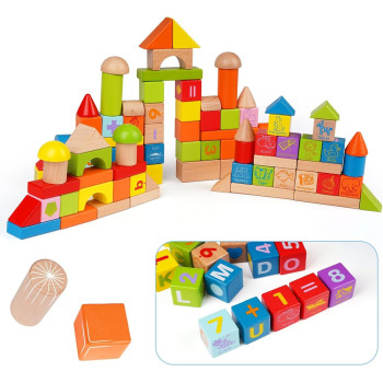 Viga 100-Piece Wooden Alphabet And Number Set