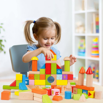 Viga 100-Piece Wooden Alphabet And Number Set