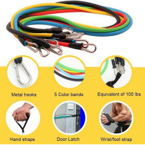 11-Piece Resistance Exercise Band Set With Bag 25 x 6cm