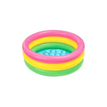 Intex 3 Ring Rainbow Portable Inflatable Lightweight Compact Circular Swimming Pool 86x 86x 25cm